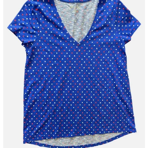 Lilly Pulitzer Etta V-Neck Top Borealis Blue Lilly Squared Women’s medium. - Picture 2 of 3